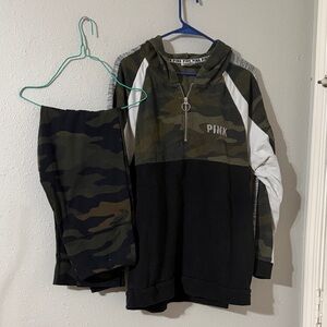 VS PINK Camo Hoodie and Leggings Set size L